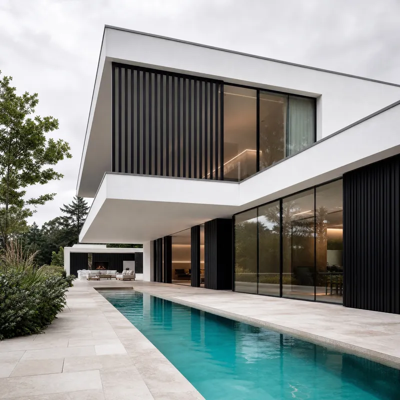 Moderne Wohnarchitektur mit klarer Fassadenstruktur